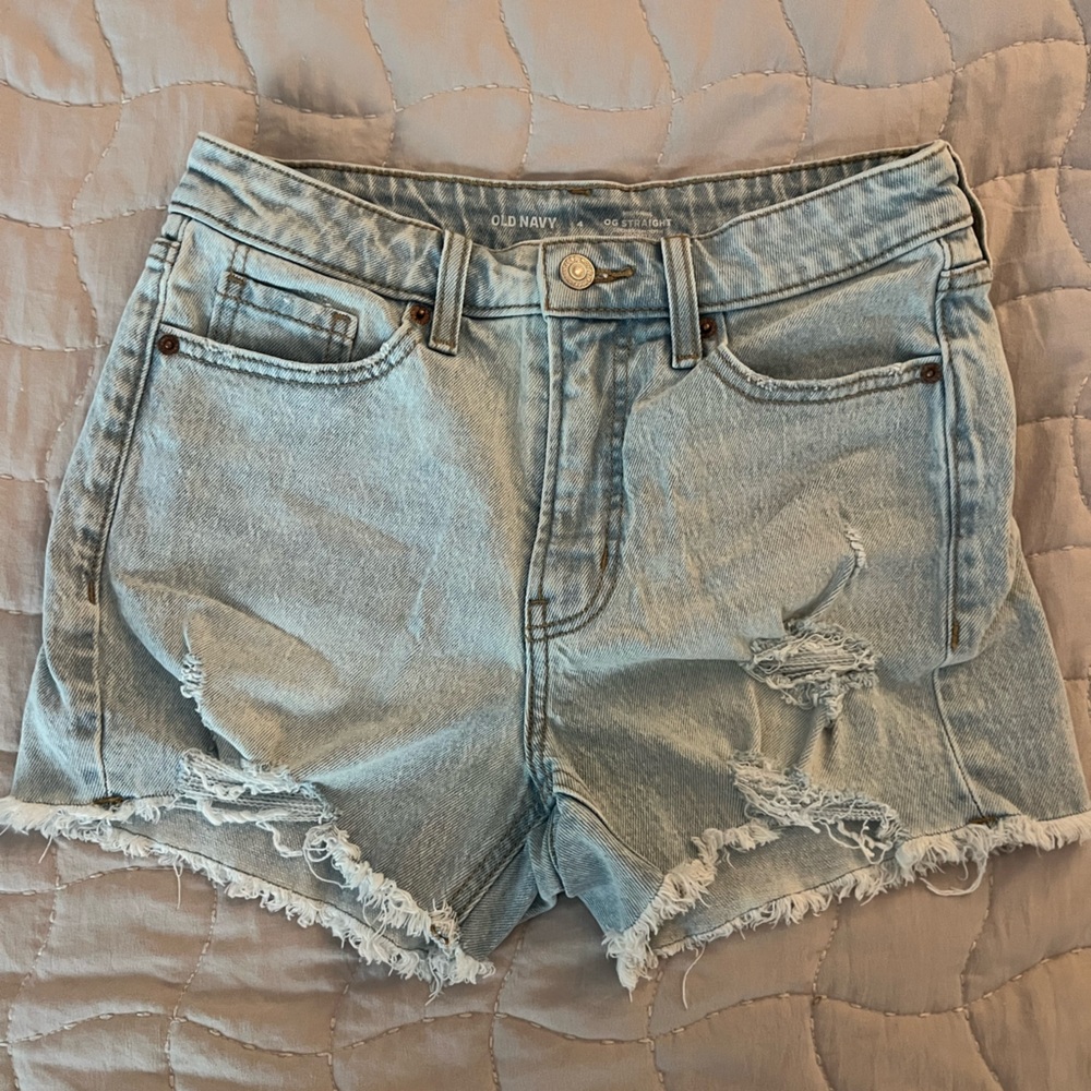 Old Navy Faded Blue Ripped Jean Shorts
